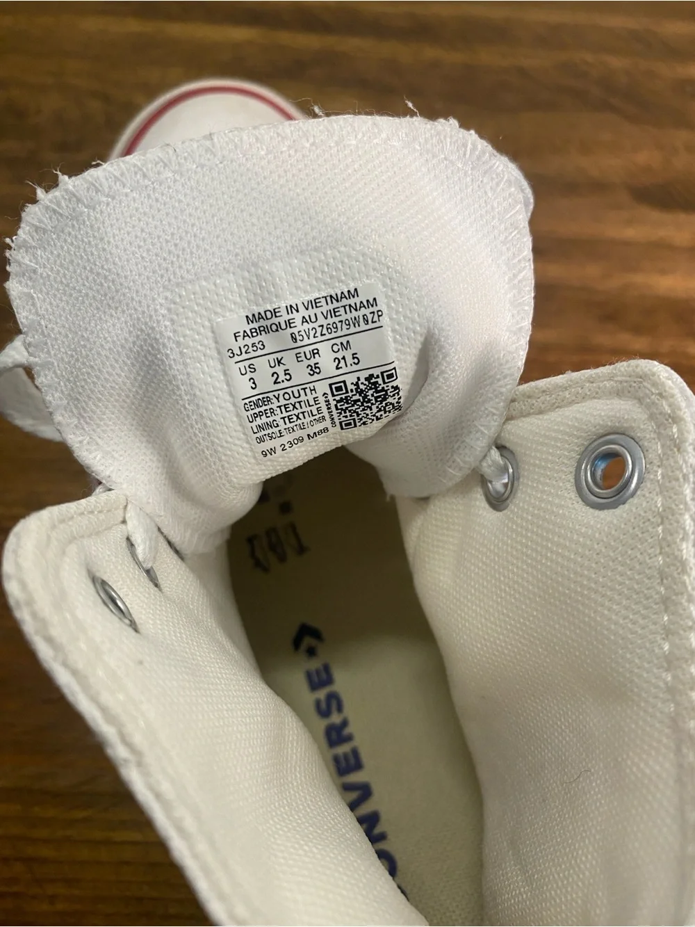 CONVERSE - Kids' White High-Top Canvas Sneakers - Size: Youth US 3